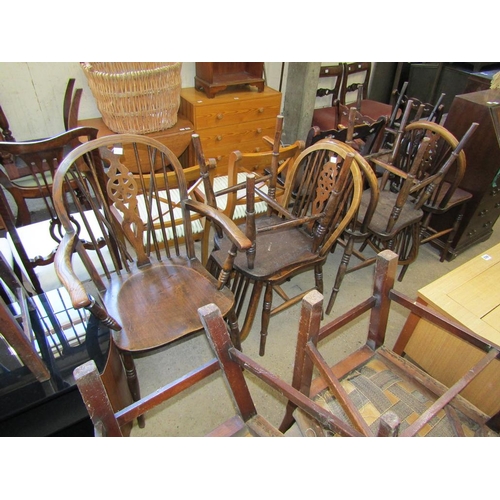 595 - SIX WHEELBACK DINING CHAIRS