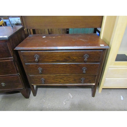 615 - OAK THREE DRAWER CHEST