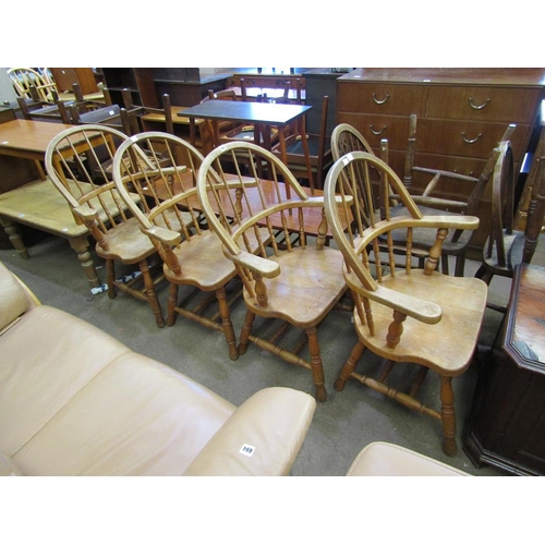 682 - FOUR SPINDLEBACK ARMCHAIRS