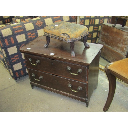 689 - OAK 18c TWO DRAWER CHEST AND A STOOL