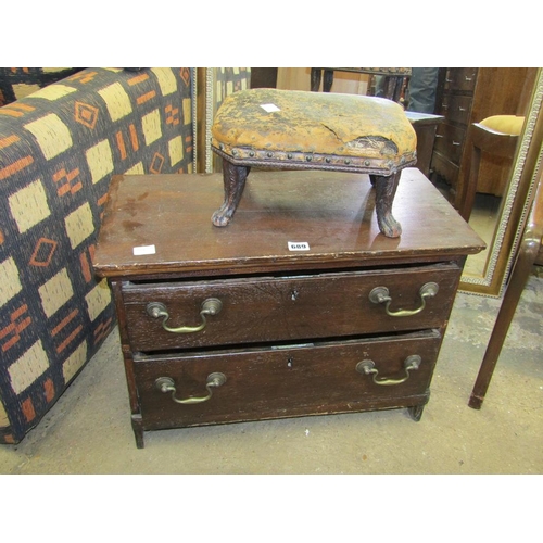 689 - OAK 18c TWO DRAWER CHEST AND A STOOL