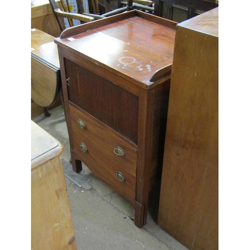 703 - GEORGIAN TAMBOUR FRONTED COMMODE CABINET