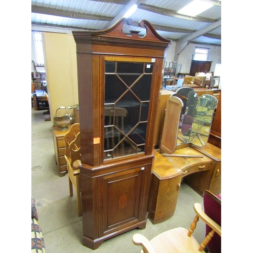 716 - EDWARDIAN INLAID CORNER CUPBOARD