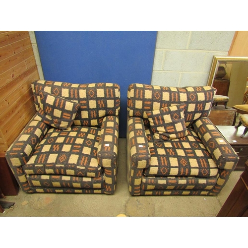 717 - TWO CHEQUERED ARMCHAIRS