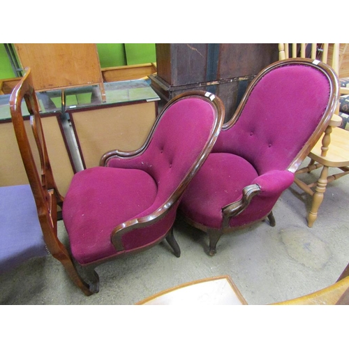 719 - TWO 19c CONTINENTAL ARMCHAIRS