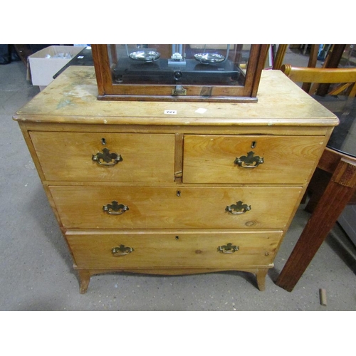 727 - VICTORIAN PINE CHEST OF TWO SHORT/TWO LONG DRAWERS