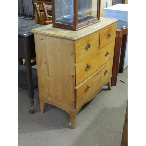 727 - VICTORIAN PINE CHEST OF TWO SHORT/TWO LONG DRAWERS