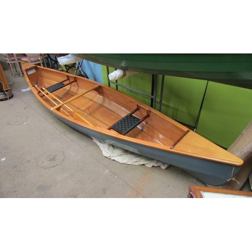 748 - DOUBLE WOODEN CANOE AND PADDLE