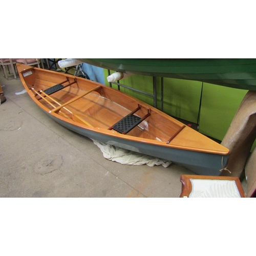 748 - DOUBLE WOODEN CANOE AND PADDLE