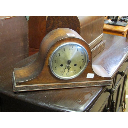 759 - OAK CASED MANTEL CLOCK