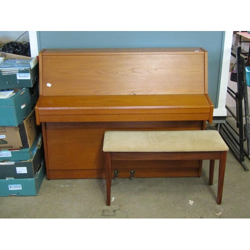 773 - TEAK FRAMED CHAPEL UPRIGHT PIANO AND STOOL