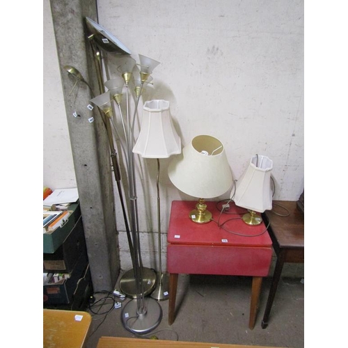 775 - THREE UPLIGHTERS, TWO TABLE LAMPS