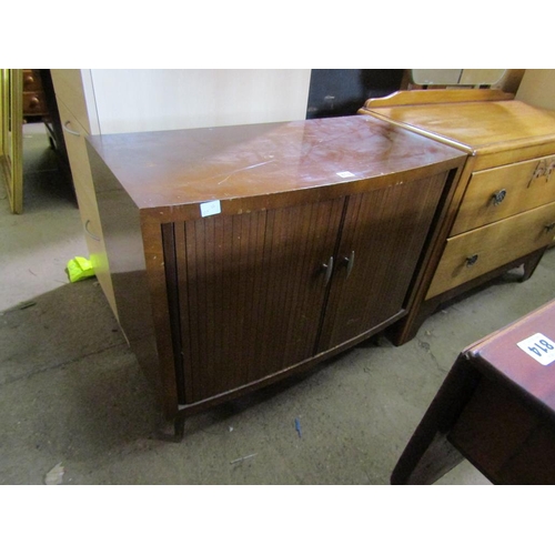 819 - TAMBOUR FRONTED RECORD CABINET