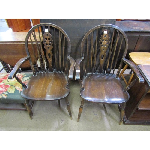 860 - TWO WHEELBACK ARMCHAIRS