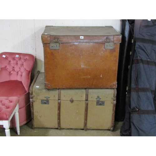 907 - TWO VINTAGE TRAVEL TRUNKS