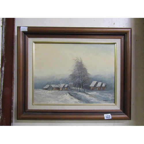 123 - FRAMED OIL ON CANVAS - WINTER SCENE