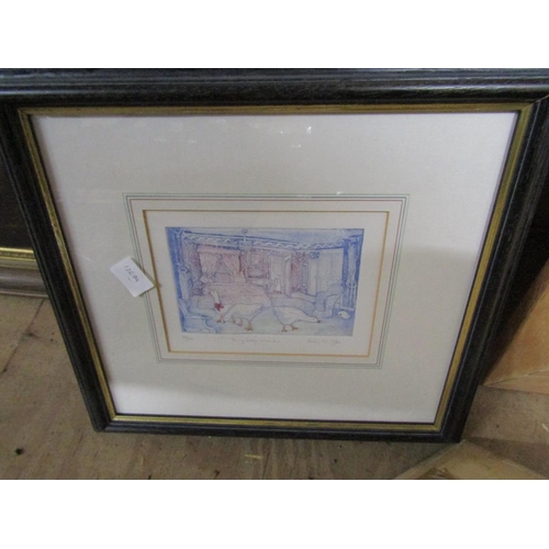 136 - FRAMED NEEDLEWORKS AND PRINTS