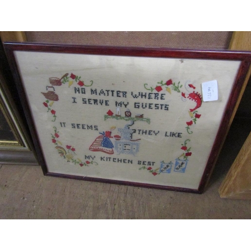 136 - FRAMED NEEDLEWORKS AND PRINTS