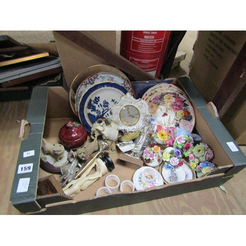 159 - BOX OF MIXED CERAMICS - ORNAMENTS, POSYS ETC