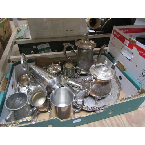 228 - BOX OF MIXED SILVER PLATE ETC