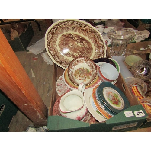 253 - BOX OF MIXED CERAMICS, TABLEWARES ETC