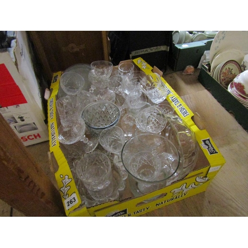 263 - BOX OF CRYSTAL GLASSWARE