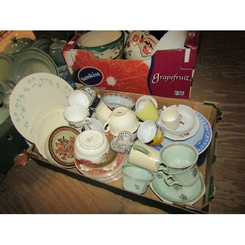 265 - BOX OF MIXED CERAMICS - TEA, TABLEWARES