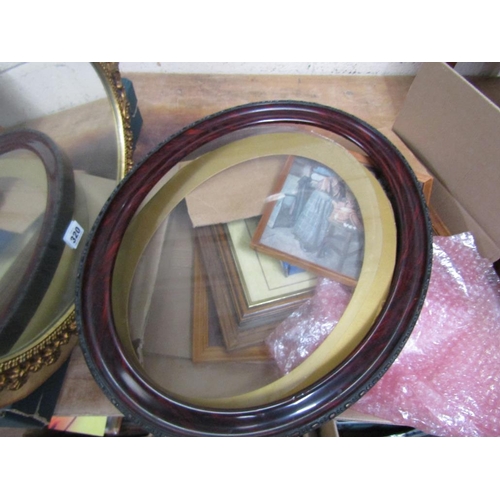 320 - GILT FRAMED MIRROR, FRAMES ETC