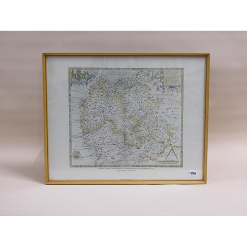 1006 - F/G SAXTONS MAP OF OXFORDSHIRE, BUCKINGHAMSHIRE & BERKSHIRE, BASED ON 1574, COLOURED, F/G, 40CM X 44... 