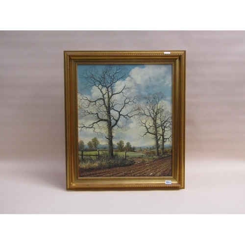 1011 - C S VOKES - AUTUMN LANDSCAPE WITH PLOUGHING AND DISTANT FARM, OIL ON CANVAS, FRAMED, 60CM X 50CM