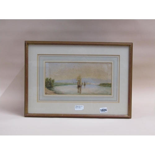 1024 - ROBERT SEYDON FRASER 1859-1895 - SAILING VESSELS IN AN ESTUARY SETTING, SIGNED IN MONO.  WATERCOLOUR... 