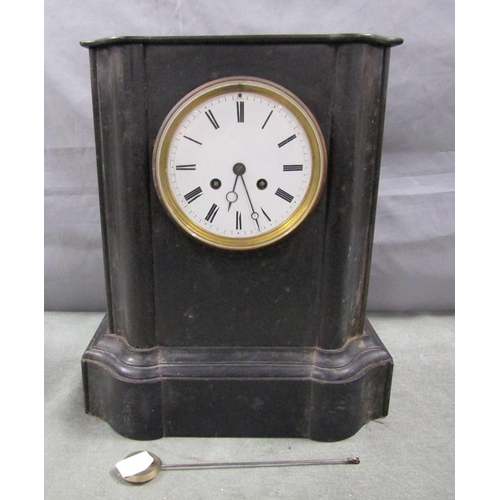 1102 - VICTORIAN SLATE MANTEL CLOCK, 38CMH