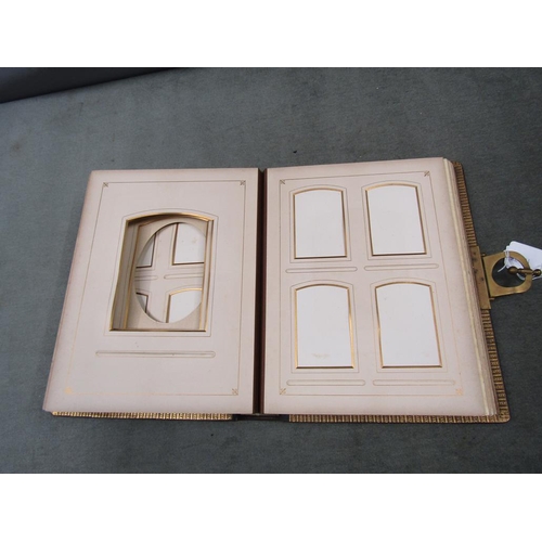 1120 - VICTORIAN LEATHER BOUND PHOTO ALBUM, 24CM W