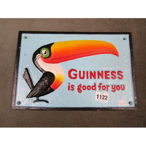 1122 - REPRO GUINNESS SIGN, CAST METAL, 28CM W