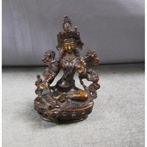 1224 - CAST BRONZED DEITY FIGURE, 10CM H