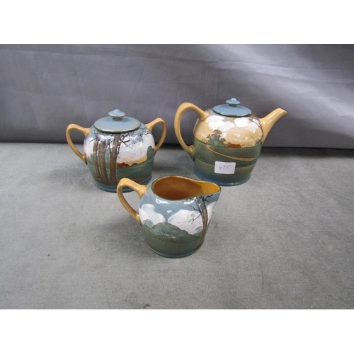 1526 - DOULTON SERIES WARE PART TEA SERVICE - TEAPOT, 14CM H, SUGAR BOWL AND JUG