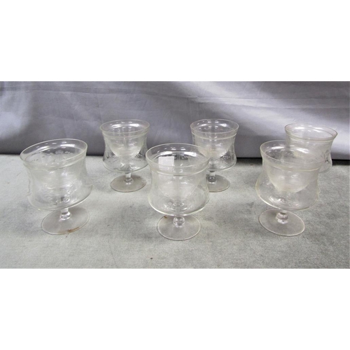 1537 - SIX EDWARDIAN ETCHED BOWLS WITH LINERS, 13CM H