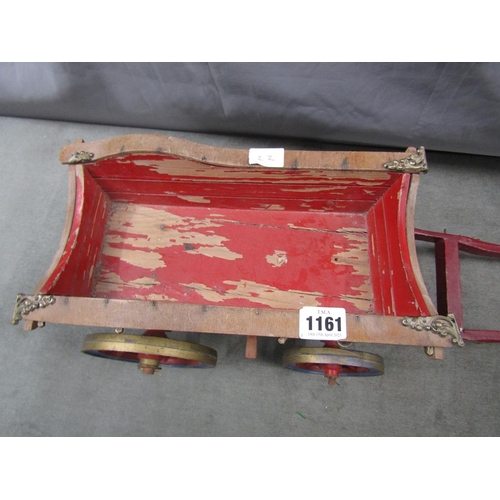 1161 - VINTAGE PAINTED WOODEN CART, 54CM L