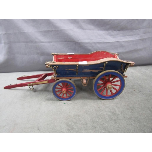 1161 - VINTAGE PAINTED WOODEN CART, 54CM L