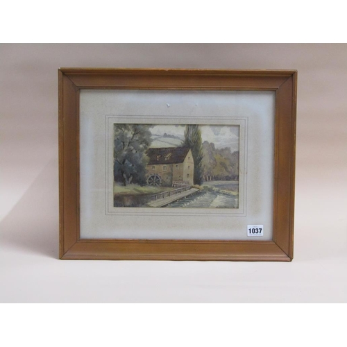 1037 - SIGNED AND TITLED INDISTINCTLY THE MILL RACE  WATERCOLOUR F/G 16 x 24cms