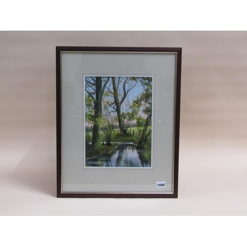 1046 - DEREK C BAULCOMB - A BEND IN THE RIVER, SIGNED WATERCOLOUR F/G 33 x 23 cms