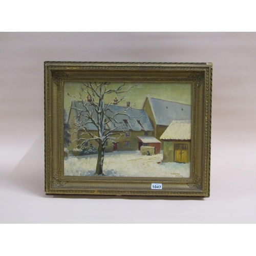 1047 - DOROTHY DEAN, THE FIRST WINTER SNOW SIGNED OIL ON CANVAS, FRAMED 28 x 38cms