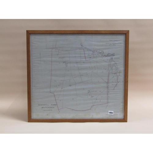 1063 - MAP OF SCOTSHILL FARM, WHITCHURCH BUCKS - SCALE 1/2500 F/G 52 x 57 cms