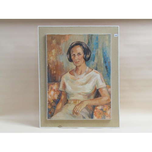 1065 - SIGNED IN MONO UW69 PORTRAIT OF A LADY, OIL ON CANVAS FRAMED 80x61cms