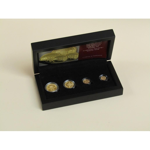 1250 - 2020 THREE DECIMAL 50TH ANNIVERSARY GOLD SOVERIEGN PRESTIGE SET - 1/8TH, 1/4, HALF AND FULL SOVEREIG... 