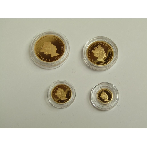 1250 - 2020 THREE DECIMAL 50TH ANNIVERSARY GOLD SOVERIEGN PRESTIGE SET - 1/8TH, 1/4, HALF AND FULL SOVEREIG... 