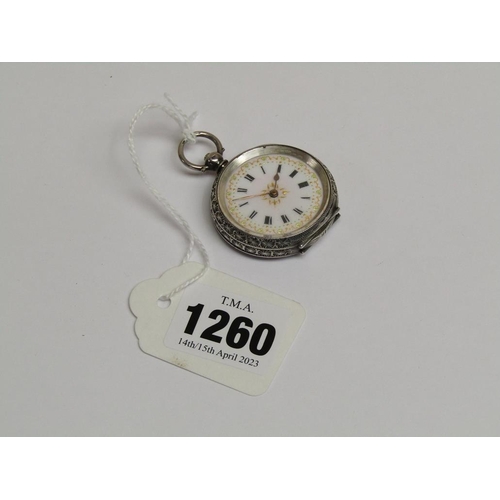 1260 - LATE VICTORIAN SILVER CASED FOB WATCH