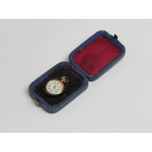 1293 - EDWARDIAN PERIOD 9ct GOLD CASED FOB WATCH, EDELWEISS