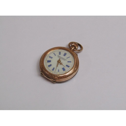 1293 - EDWARDIAN PERIOD 9ct GOLD CASED FOB WATCH, EDELWEISS