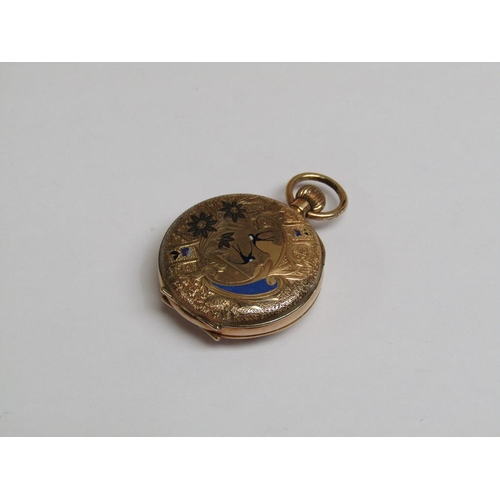 1293 - EDWARDIAN PERIOD 9ct GOLD CASED FOB WATCH, EDELWEISS